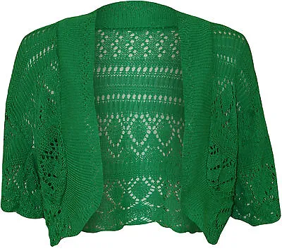 New Women's Crochet Knitted Ladies Bolero Waterfall Cardigan Top Shrug Size 6-30 • £5.99