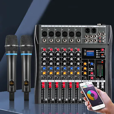 Professional Digital 6Channel Bluetooth Live Studio Audio Mixer Power Mixing USB • $87