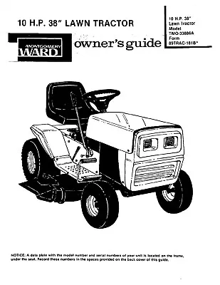 10 HP 38  Lawn Mower Operator Maintenance Manual Fits Montgomery Ward TMO-33886A • $19.97