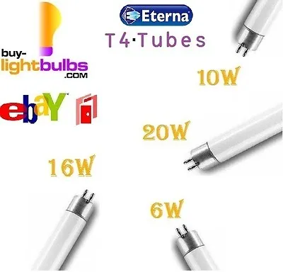 Pack Of 2 -  ETERNA T4 Fluorescent Tubes 6W/10W/16W/20W White Bulb Lamp BNIB • £18.99