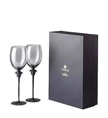 VERSACE Black Rosenthal Medusa Lumière Wine Glass • $850