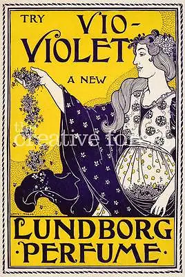 LUNDBORG PERFUME Vintage Art Nouveau Poster Rolled CANVAS PRINT 24x32 In. • $57.72
