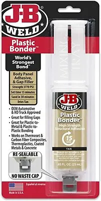 $22.50 • Buy JB Weld Plastic Bonder Tan Urethane Adhesive Glue Syringe Quick Set 25ml 50133