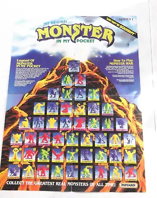 Vtg 1991 Monster In My Pocket Mini Figure Series 1 POSTER Matchbox • $45