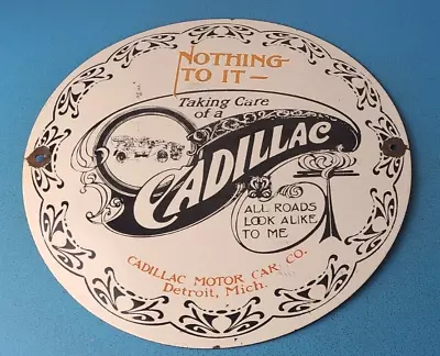 Vintage Cadillac Motor Car Co Sign - Gas Pump Plate Automobiles Porcelain Sign • $145.47