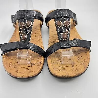 £41.24 • Buy Vionic Sandals Womens 7 Orthaheel Viviana Embellished Casual Slip On Slide Black