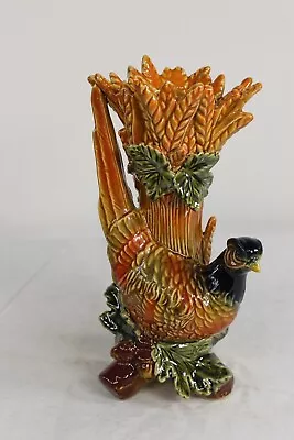 Majolica Pottery Pheasant Peacock Bird Planter Vase #2 Asian Chinese Vase • $59.99