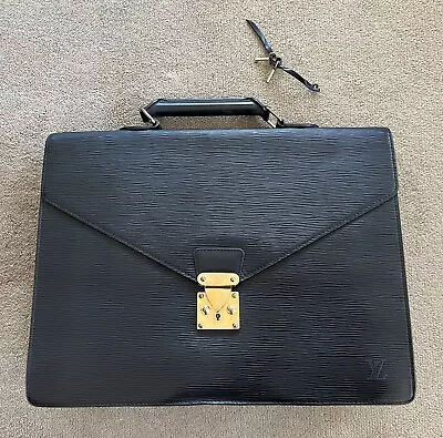 Vintage Louis Vuitton Black Epi Leather Serviette Ambassadeur Briefcase 1994 Bag • $259.06