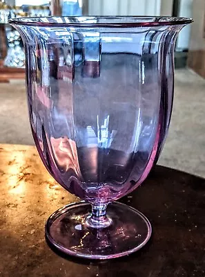 Moser Alexandrite Art Glass Ribbed Vase Signed Engraved Alexandrite Moser 8  • $175