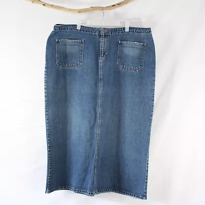 Tommy Hilfiger Jean Long Modest Blue Jean Skirt Plus Size 22 Rigid Denim Maxi • $20