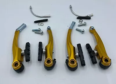 Aluminum V Brake Set For Mountain Bike Road Bike Front & Rear MTB BMX GOLD • $16.99