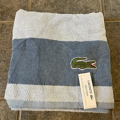 Lacoste ~ Blue Bath Towel 100% Cotton 30  X 52  Blue Big Crocodile Logo • £25.94