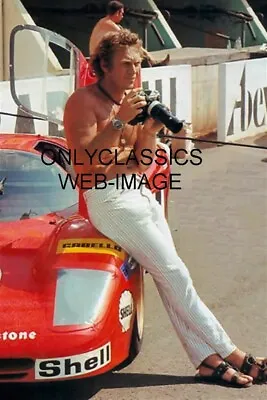 COOL ACTOR STEVE MCQUEEN CAMERA IN HAND 4x6 PHOTO AUTO RACING AT LEMANS FRANCE • $7.99