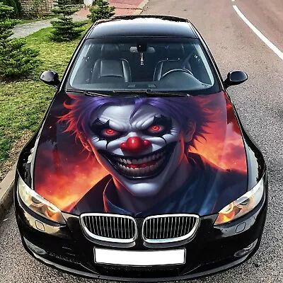 Scary Clown Car Hood Wrap Decal Vinyl Sticker Monster Color Graphic Fit Any Car • $90