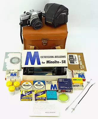 Minolta SRT 101 35mm Film Camera W/ Bag + Lens & Accessories Untested • $15
