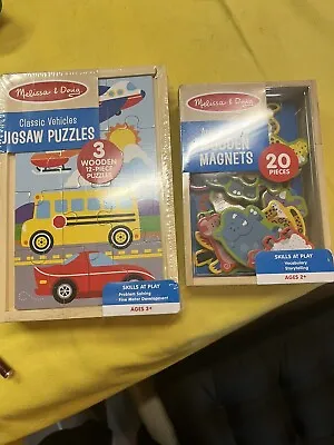 Melissa And Doug Wooden Puzzle And Wooden Magnets • $20