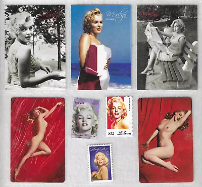 8 Piece MARILYN MONROE Card Lot 3 Trading Cards 3 Mint Postage Stamps Plus 2 • $4.59