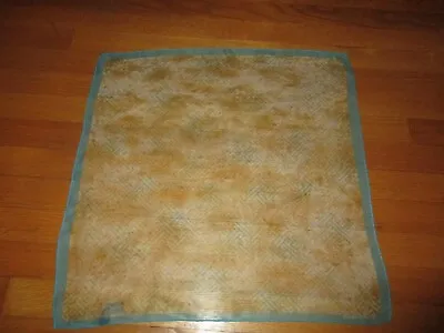 Ladies Ellen Tracy Aqua Blue Tan Maze Pattern 100% Silk Square Scarf 21  • $10.99