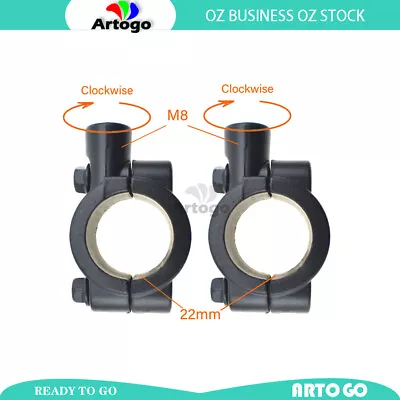 2PCS 8MM/M8 Motorcycle 22mm 7/8  Handlebar Mirror Clamp On Mount Adapter Adaptor • $8.53