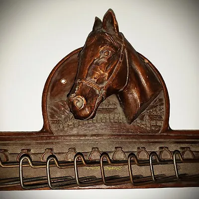 Vintage MID-CENTURY WOOD HORSE HEAD WALL BELT RACK SYROCO Wood Syracuse NY USA • $49.95