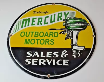 Vintage Mercury Outboards Porcelain Sign - Boat Motor Gas Engines Pump Sign • $147.47