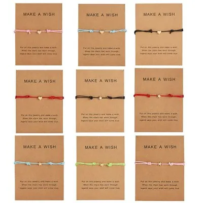 Make A Wish Bracelet Multicolor Rope Adjustable String Lucky Bracelet Women Kids • £2.50