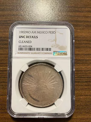 1902 MO AM Mexico Mexican Un Peso NGC Genuine UNCIRCULATED Details Cleaned  • $129