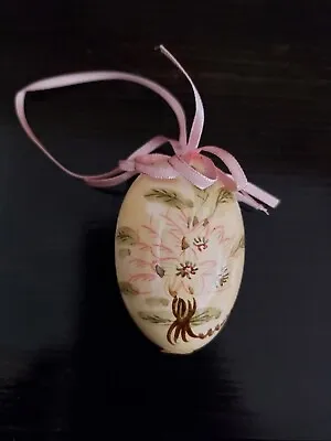 Vintage Floral Hand Painted Real Egg Ornament • $9