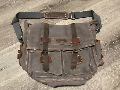 Gearonic Messenger Bag For Laptop Canvas Leather Crossbody Satchel Shoulder Bag • $29.95