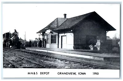 C1910's MN&S Grandview Iowa IA Vintage Train Depot Station RPPC Photo Postcard • $29.95