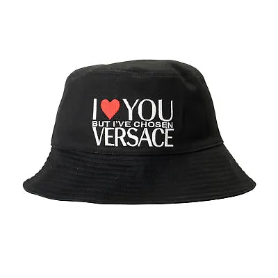 Versace Unisex Black Logo Embroidered Bucket Hat Size 60 • $179.99
