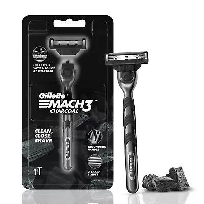 1 × Gillette Mach3 Charcoal Shaving Razor  Men  New Enhanced Lubrastrip Charcoal • $13.22
