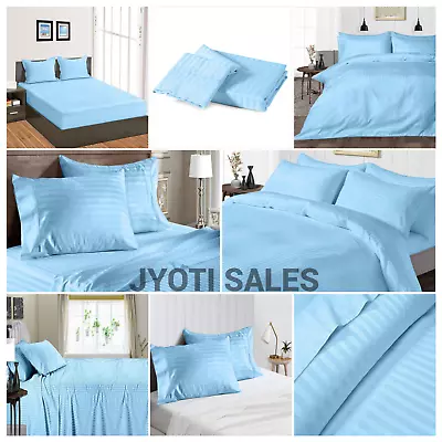 Hotel Linen 1000 TC OR 1200 TC Egyptian Cotton Sky Blue Stripes Select Item • £53.05