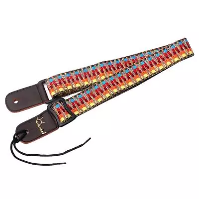 Adjustable Stripy Strap Belt W Leather End For Ukulele Guitar Banjo Mandolin • $8.19