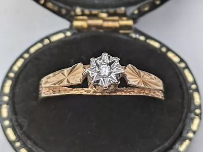 Ladies 9ct Gold Solitaire Diamond Ring. Size Q 1/2. • £75