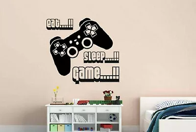 EAT SLEEP GAME Wall Art Decal Quote Words Lettering Video Game Room Man Cave • $17.24