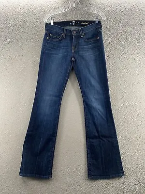 7 For All Mankind Jeans Womens 26 Blue Dark Wash Bootcut Boot Low Rise 28x31 EUC • $27.89