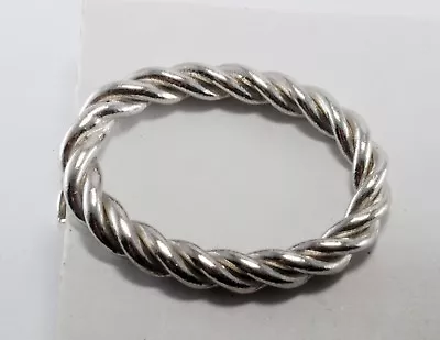 Vintage Oval Rope Design Tie Clip Tie Clasp W Chain Mens Silver Plated Brass NOS • $10.36