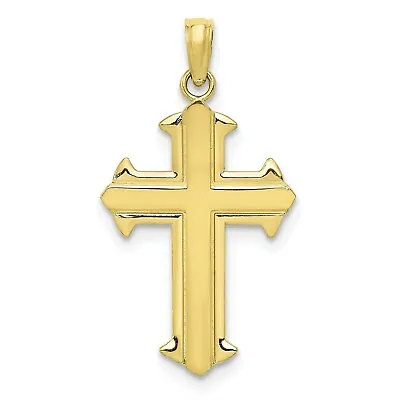 10k Yellow Gold High Polished Center & Outline Arrow Tips Cross Pendant • $90
