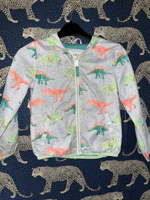 £5.99 • Buy Boys Grey Light Weight Dinosaur Coat Jacket Age 5-6 Years By Marks & Spencers
