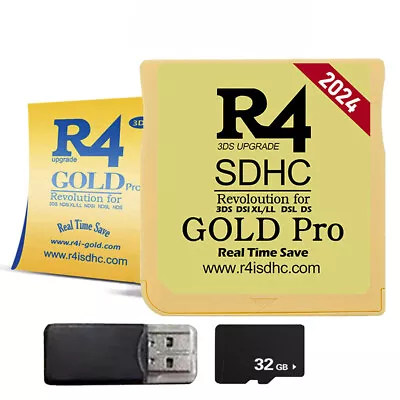 R4 Gold Pro SDHC +32GB Card For 3DS/2DS/ Revolution Cartridge USB Card Reader UK • £12.99