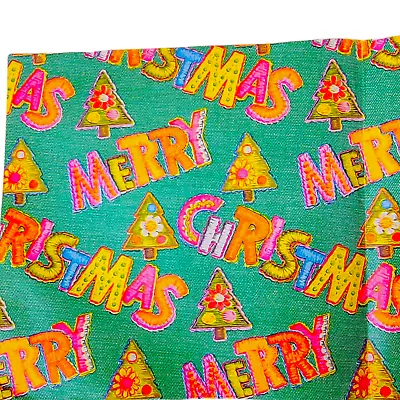 Vintage Christmas Wrapping Paper MOD 60s 70s Pink Green Merry Christmas • $10