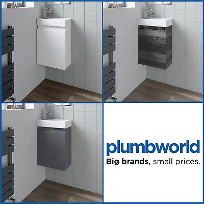 £89.97 • Buy Bathroom Wall Hung 400mm Slimline Vanity Unit Sink Basin Charcoal Grey White