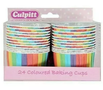 24 Rainbow Baking Cupcake Cups 60mm X 45mm Baking Case Cake Muffin Treat • £6.45