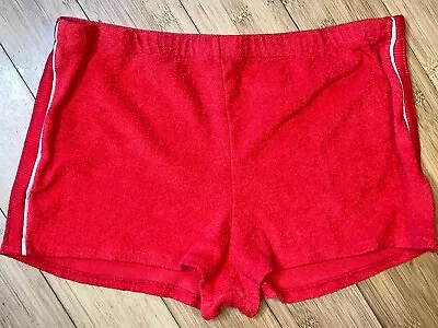 Vintage Men’s Medium - Large Danskin Terry Cloth 70’s Red Surf Skate Gym Shorts • $20