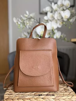 NEW  Vera Pelle Tan Leather Backpack Ruchsack • £47