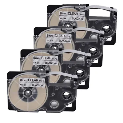 £19.19 • Buy 4PK Black On Clear Tape Cartridge XR-9X For Casio KL-60 EZ Label Printer