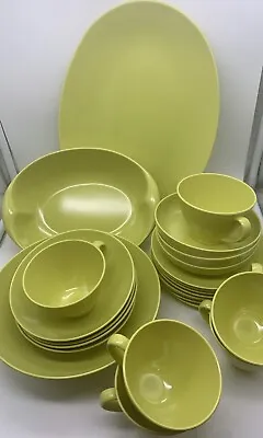 Chartreuse Melamine Plastic Dishes Mid Century Vintage 24 Pieces • $25