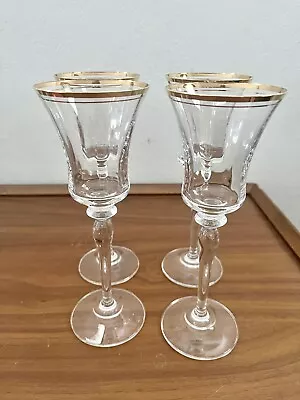 Jamestown By Mikasa Optic Crystal Wine Glasses Gold Band 8 3/4  Set Of 4 • $49.99