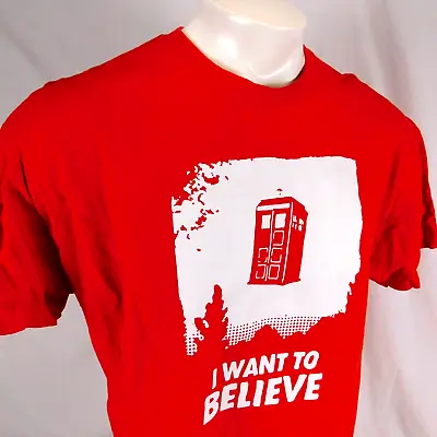 Doctor Who Tardis I Want To Believe Men Red T Shirt Sz XL • $26.99